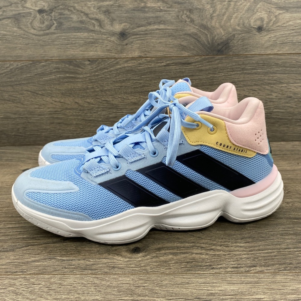 Adidas Courtstabil W Indoor Sports Shoes Womens 8.5 Blue Pink Yellow JQ11883